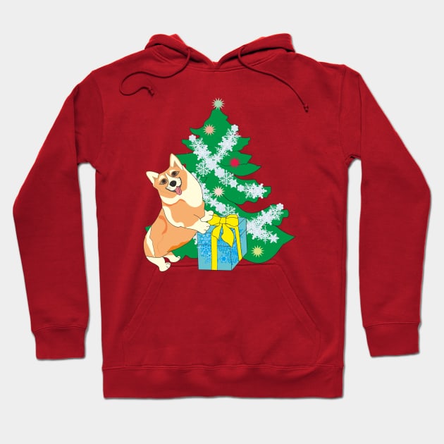 Merry Christmas with a corgi Hoodie by Alekvik